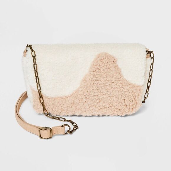 NWT … UNIVERSAL THREAD Cream Sherpa Crossbody / Purse - Picture 2 of 10